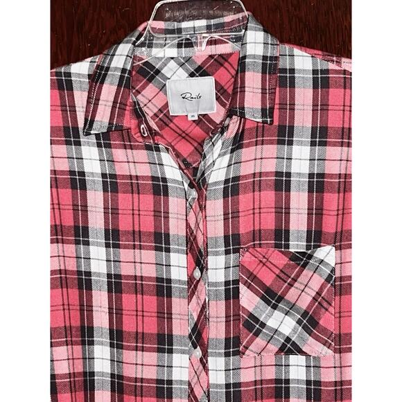Rails Tops - RAILS HUNTER PLAID LTW FLANNEL BUTTON UP XS PINK SCARLETT ASH WHITE